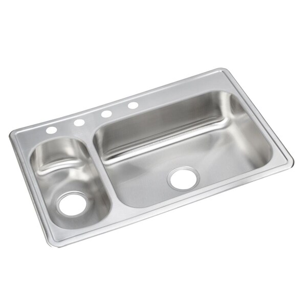 Elkay Dayton Stainless Steel 33 X 22 X 8-1/8 30/70 Double Bowl Top Mount Sink DSEMR233220 - main